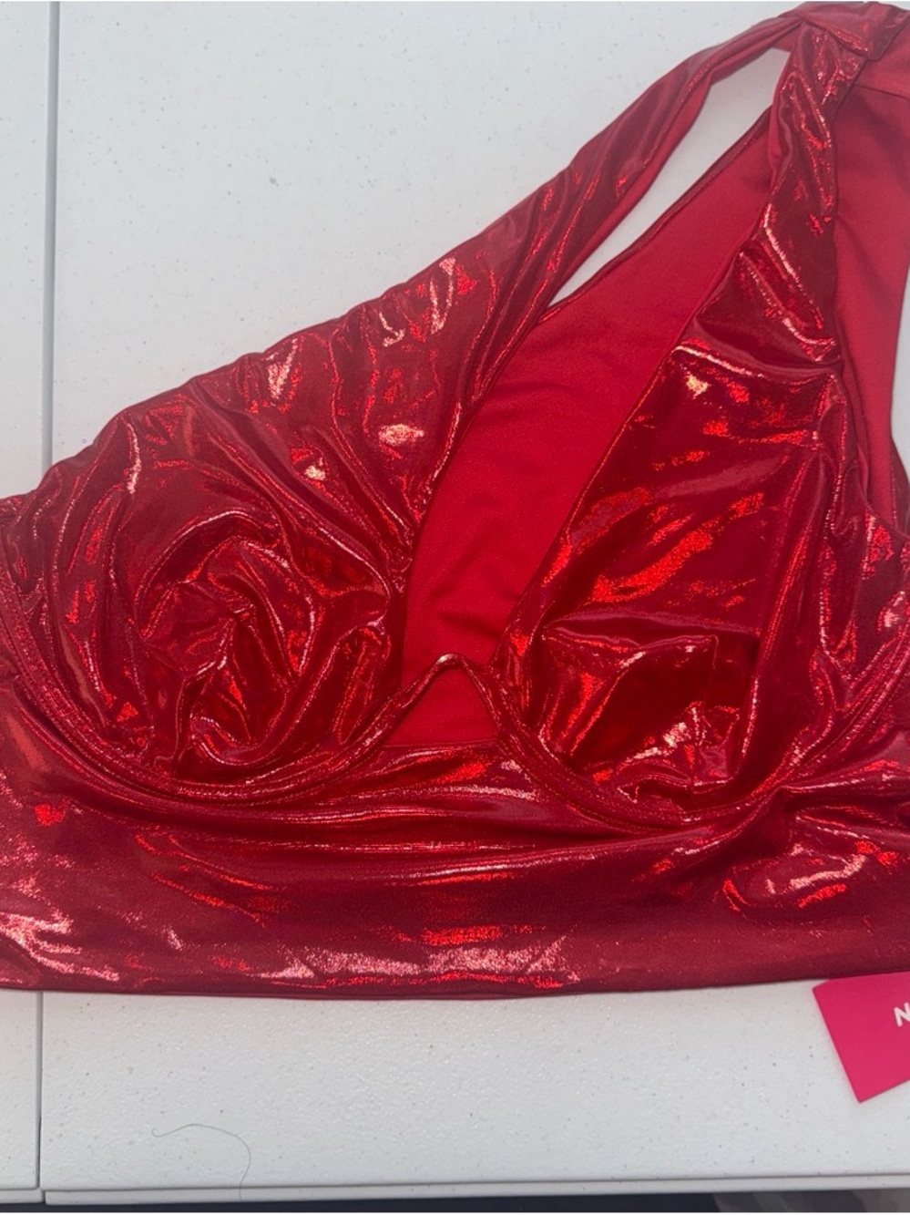 SHEIN Shiny Red Metallic Bralette